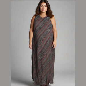 EUC Women's Lane Bryant Maxi Dress Gray and Pink Size 28